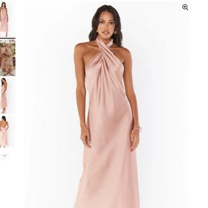Jasmine Halter Midi Dress- NWT- Rose Gold Luxe Satin